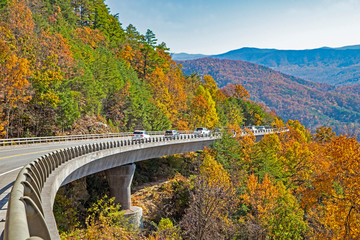 Road along the scenic section of the Foothills Parkway in Tennessee. - 233988888