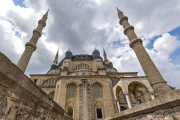 Fototapeta na wymiar Outside view of Built by architect Mimar Sinan between 1569 and 1575 Selimiye Mosque in city of Edirne, East Thrace, Turkey