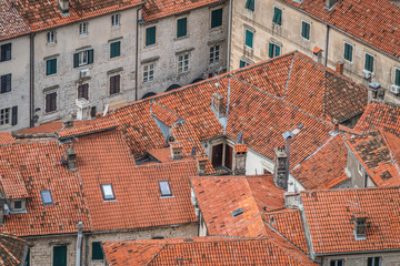 Red tiled roofs of Kotor Old town houses