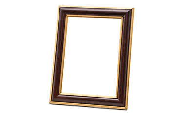 Antique wooden photo frame on an isolated white background