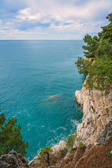 Beautiful high cliffs in Petrovac bay