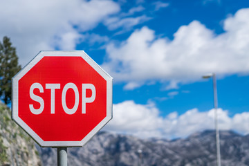 Red Stop sign in Montenegro
