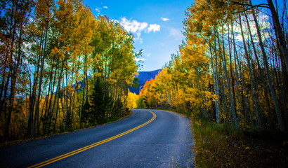 Perfect Mountain Road Weaves Through Fall Color In October Mountains