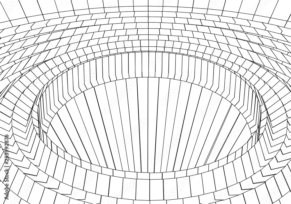 Poster tunnel or wormhole. digital 3d wireframe tunnel. 3d tunnel grid. network cyber technology. surrealis