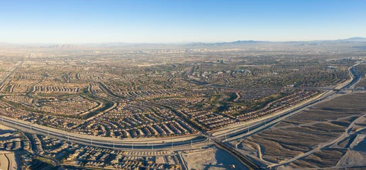 Zelfklevend Fotobehang Aerial View of Freeway and Housing Developments Near Las Vegas, Nevada © ead72
