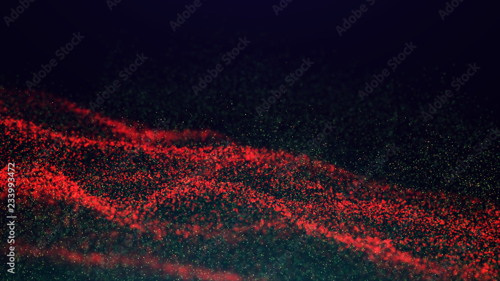 Poster wave glow. wave of particles. wave 3d. 3d rendering. futuristic dots background with a dynamic wave.