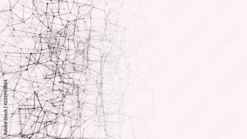 Poster Blockchain technology concept. Big data visualization. 3D illustration. Distributed register technology