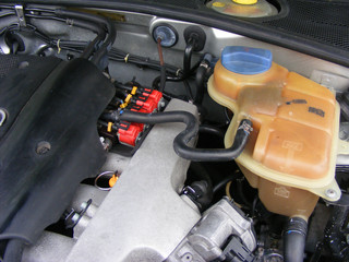 Fototapeta premium Car motor machine engine. Car service, repair and maintenance. Motor oil