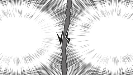 Versus letter background. Cartoon retro design with long fissure and explosion bubbles. Black and white comics explosion background.