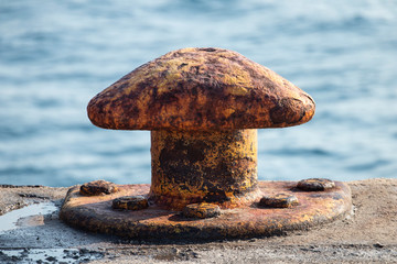 A bollard in a dock