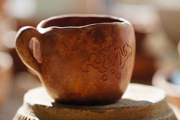 Beautiful cup in sunlight for drying, Altai Republic,Russia.