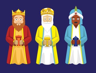 Three Wise Men Cartoon Characters Illustration