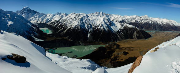 Muller hut track in New Zealand, view from the summit