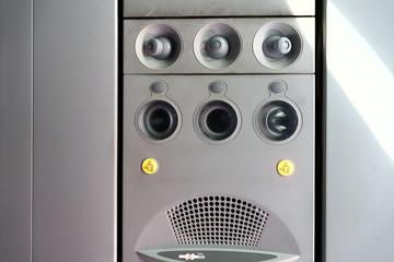 air conditioner and lights of passenger sheet in airplane