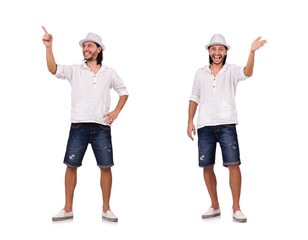 Young man in hat isolated on white