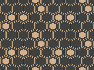 Vector damask seamless retro pattern background polygon geometry cross honeycomb frame chain