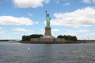 Fototapeta premium New york ,USA-June 15 ,2018:People visit the Statue of liberty is famous in New York ,USA