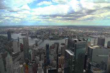 Naklejka na ściany i meble NEW YORK,USA- JUNE 18,2018:Aerial view of new york city from one world trade building