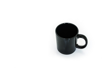 cup black or mug black empty on white background