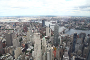 NEW YORK,USA- JUNE 18,2018:Aerial view of new york city from one world trade building