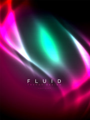 Neon glowing wave, magic energy and light motion background. Vector illustration