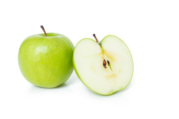 green apple on white background