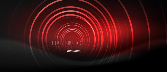 Dark abstract background with glowing neon circles