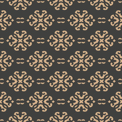 Vector damask seamless retro pattern background oriental spiral curve cross frame chain flower crest