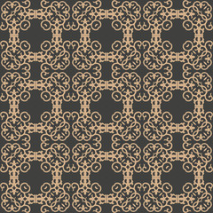 Vector damask seamless retro pattern background spiral curve cross oriental frame chain crest