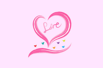 Valentines love heart watercolor logo