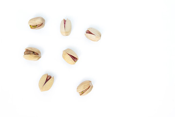 heap pistachio on white background.