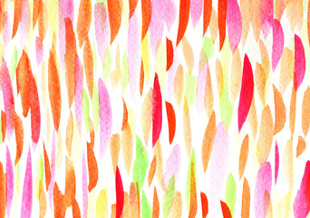 Bright colorful multicolored stripes on white paper ,  Illustration abstract and bright background from watercolor hand draw on paper