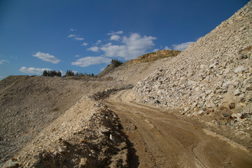 feldspar ore mine quarry with rocks dump mining technology