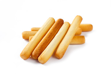 bread sticks on white background.