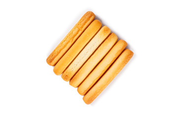 bread sticks on white background.
