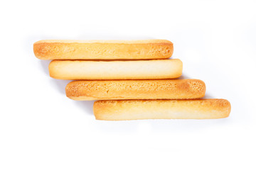 bread sticks on white background.