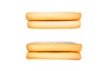 bread sticks on white background.