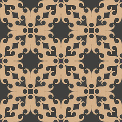 Vector damask seamless retro pattern background spiral curve cross geometry frame kaleidoscope