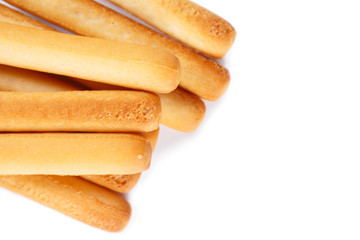 bread sticks on white background.