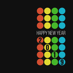 happy new year 2019, vintage style vector greetings card