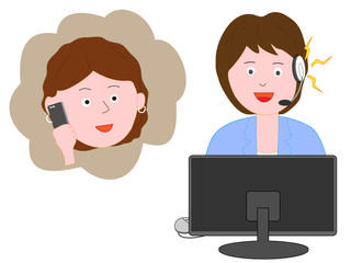 消費者の苦情に対するカスタマーセンターの女性の対応。