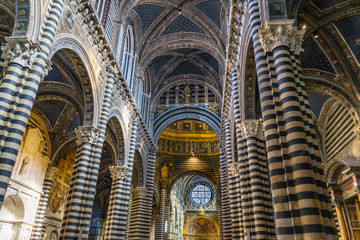 Basilica Nave Stained Glass Cathedral Siena Italy