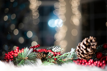 Christmas decoration with pine cone and berries 