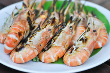 grilled shrimp or grilled prawn or barbecued prawn