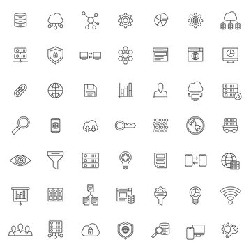 big set of big data icon with simple outline and modern style, editable stroke vector eps 10