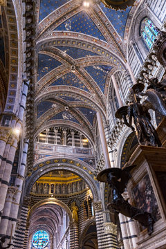 Basilica Nave Stained Glass Cathedral Siena Italy