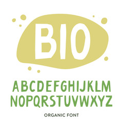 Vector uppercase alphabet for bio packaging,.