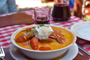 'Chupe de Camarones', a traditional shrimp dish from the city of Arequipa, Peru