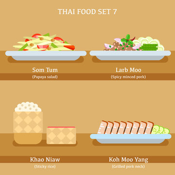 Set of Thai Food : Vector Illustration