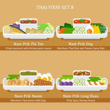 Set of Thai Food : Vector Illustration